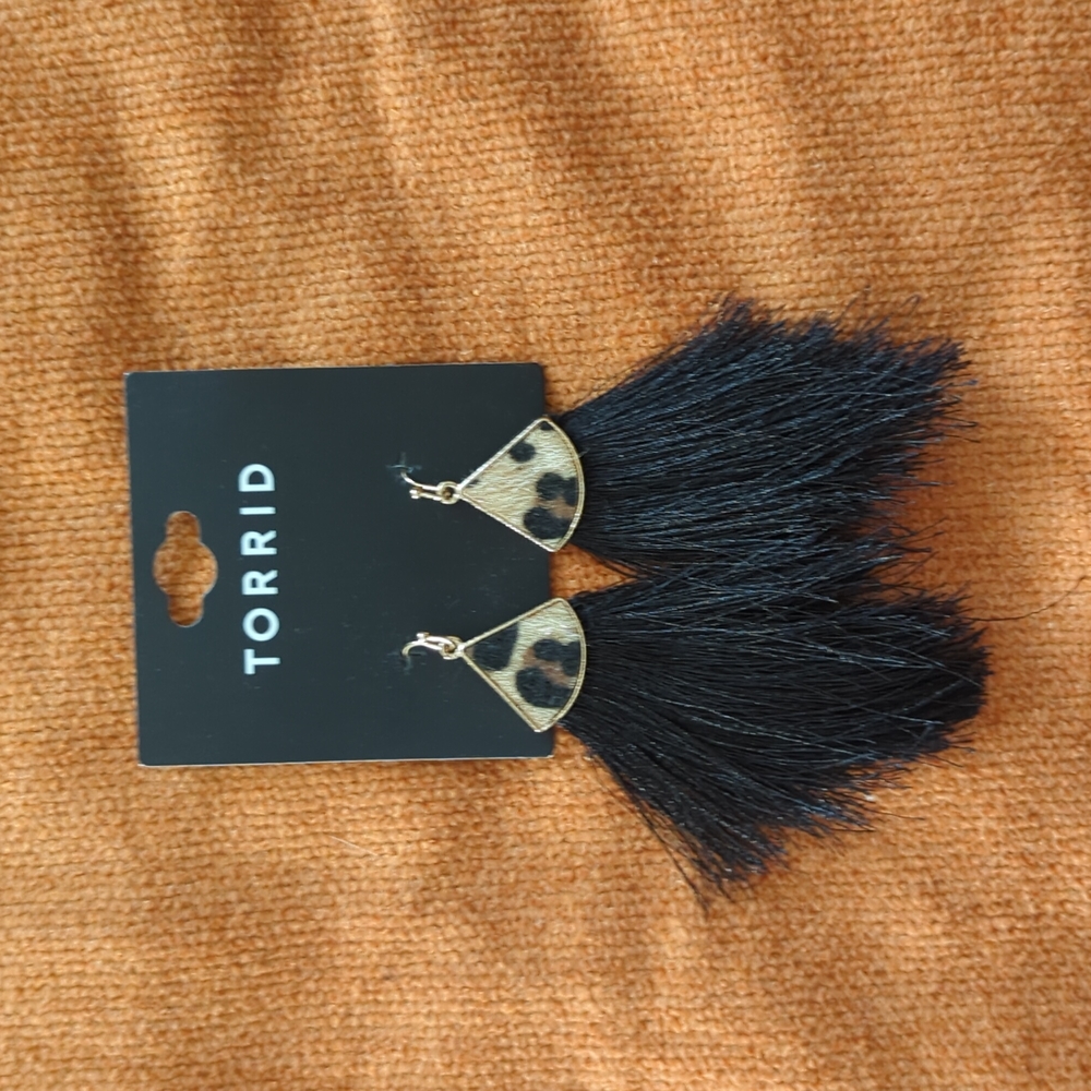 NWT Torrid Leopard Fringe Statement Earrings